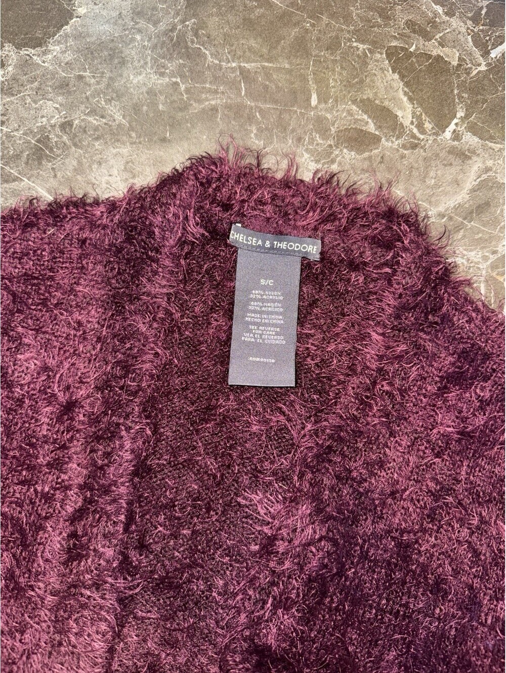 Chelsea & Theodore Cardigan Women's size Small Open Front Purple With Pockets